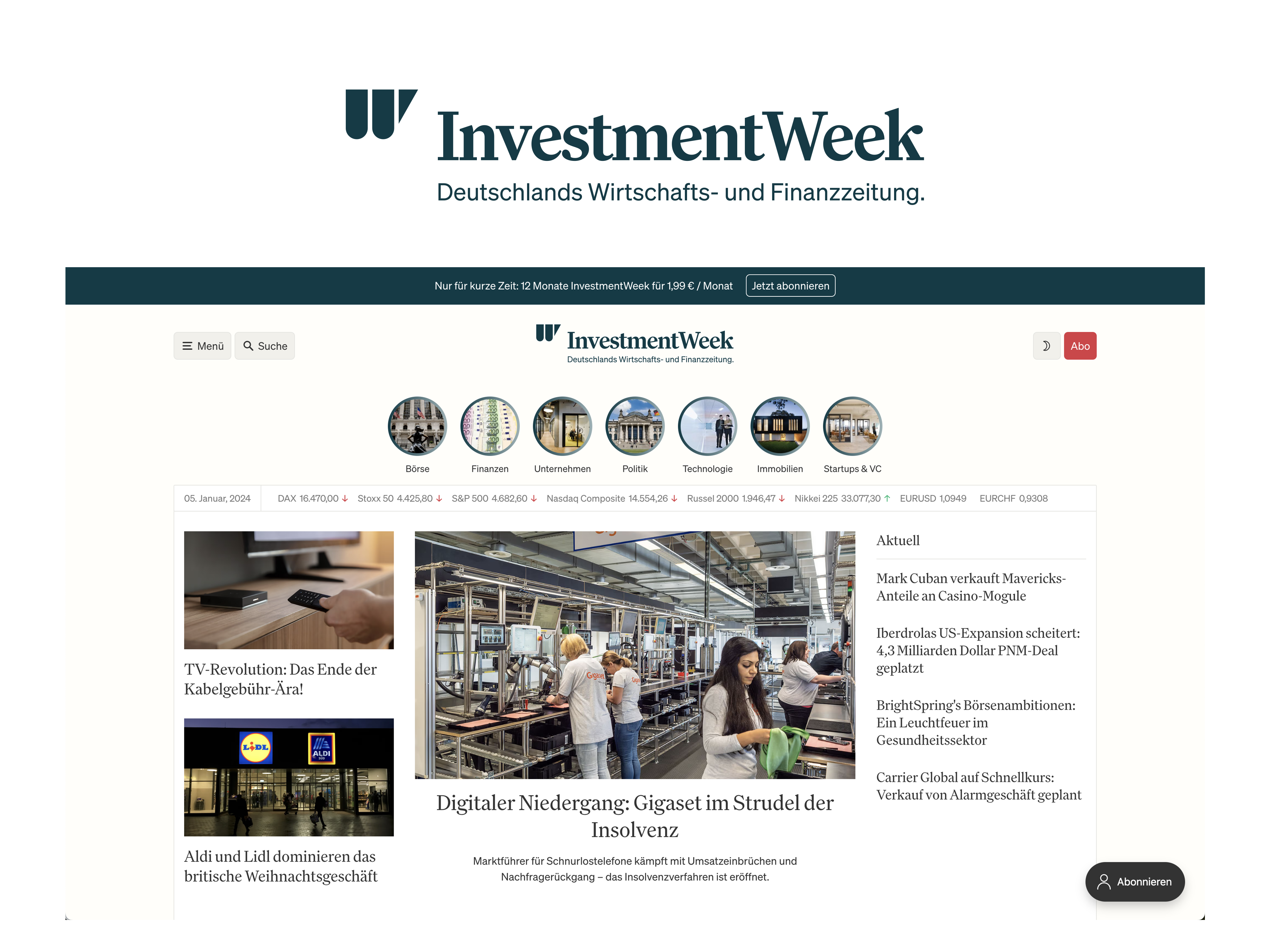 InvestmentWeek: Deutschlands neue Wirtschafts- und Finanzzeitung geht an den Start
